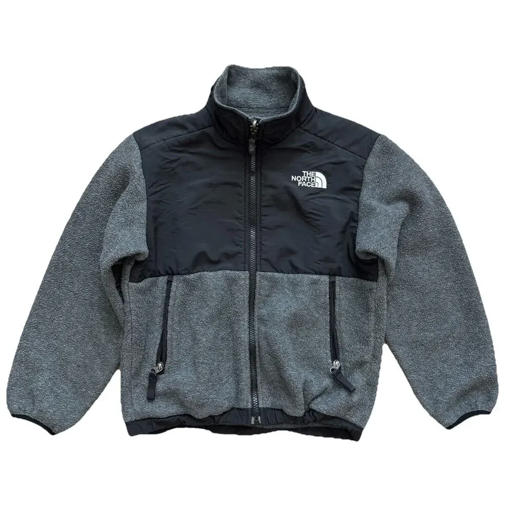 The North Face Denali Fleece Jacket Boys Size S 8-10 Gray Black